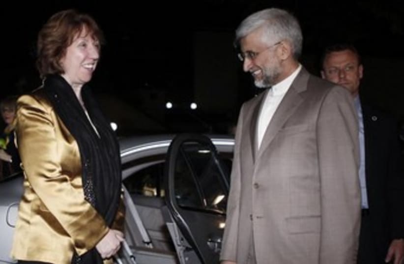 Jalili and Ashton in Istanbul 370 (photo credit: REUTERS/Osman Orsal)