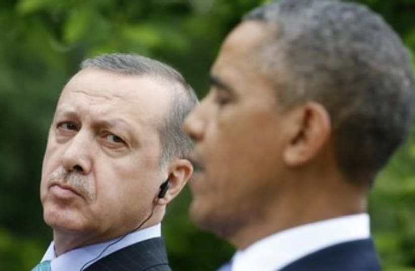 Erdogan and Obama press conference 370 (photo credit: REUTERS/Kevin Lamarque)