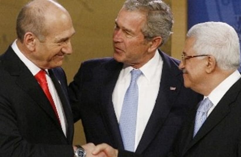 Olmert, Bush, Abbas370 (photo credit: Reuters)
