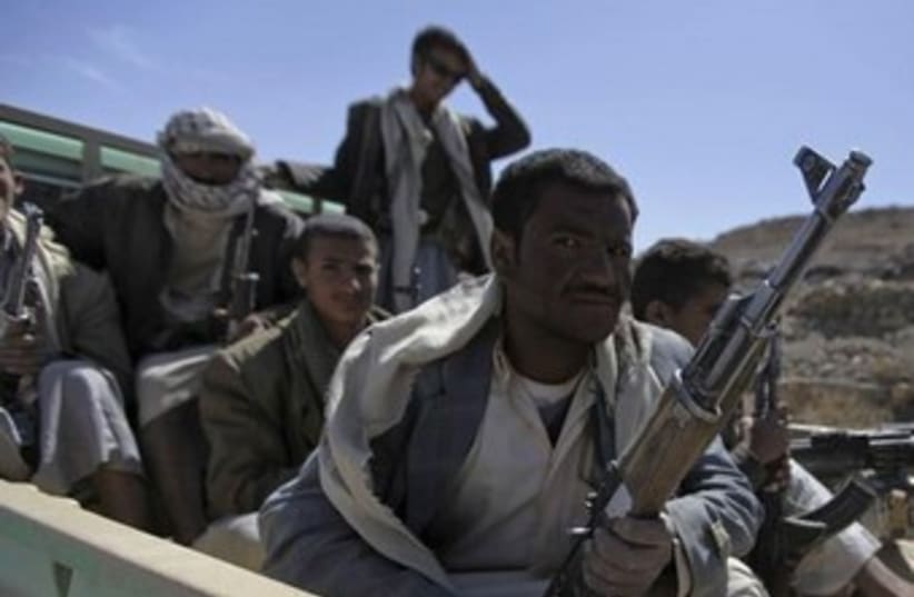 Yemen's al-Houthi Shi'ite fighters 370 (photo credit: REUTERS/Mohamed al-Sayaghi)