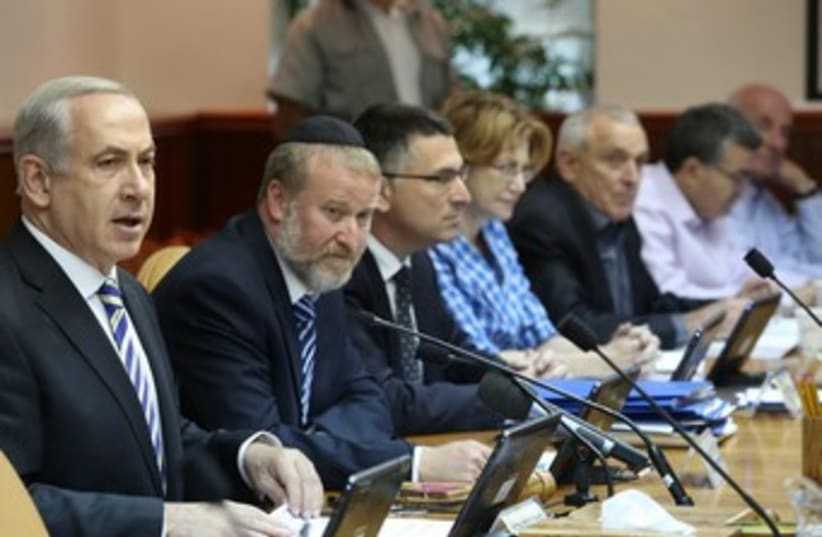 Netanyahu at cabinet meeting 370 (photo credit: Marc Israel Sellem/The Jerusalem Post)