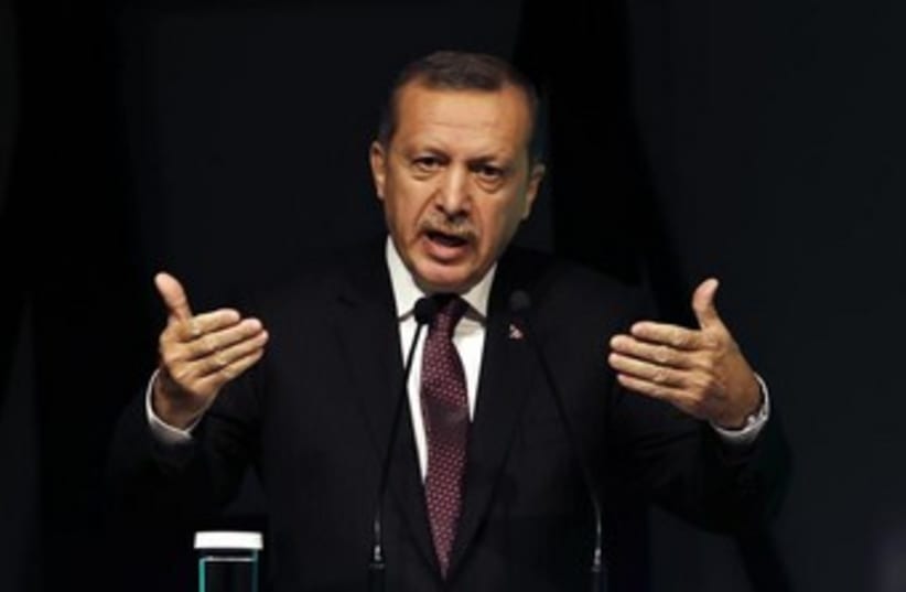 Tayyip Erdogan speaks with hands150 (photo credit: REUTERS/Murad Sezer )