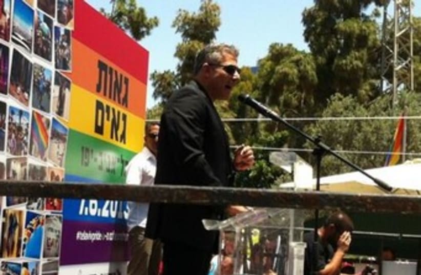 Lapid at the Gay Pride Parade 370 (photo credit: Yoni Cohen)