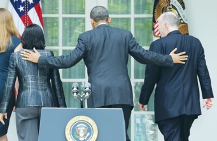 Obama and foreign policy team walk away370 (photo credit: REUTERS)