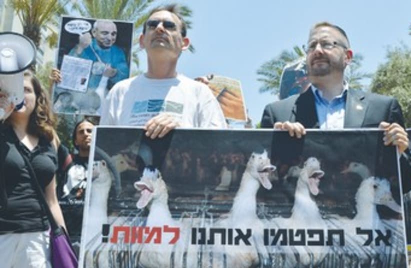 Animal rights activists protest in Tel Aviv (photo credit: Anonymous for Animal Rights)