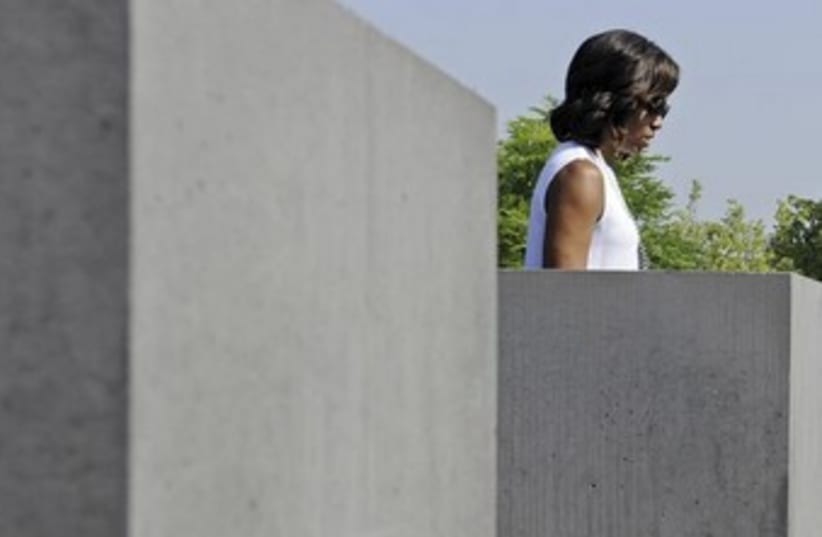 Michelle Obama at the Berlin Holocaust Memorial 370 (photo credit: Reuters)