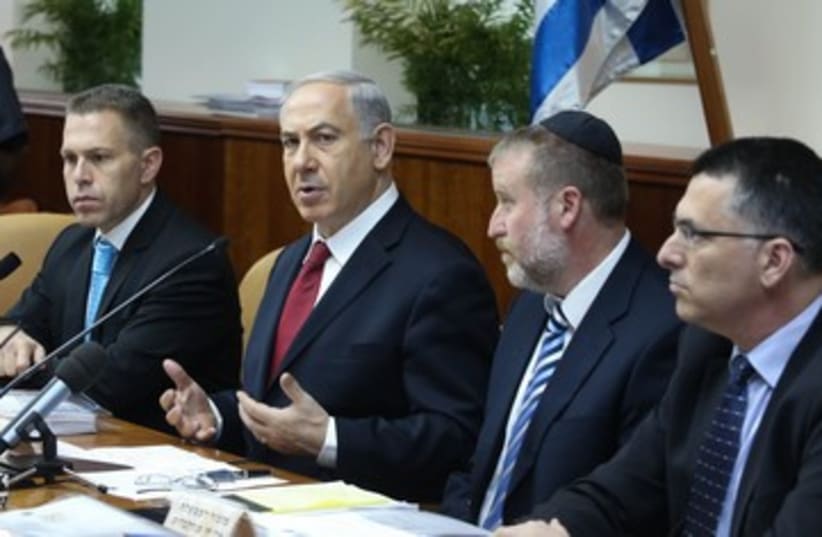 Netanyahu at cabinet meeting 390 (photo credit: Marc Israel Sellem/The Jerusalem Post)