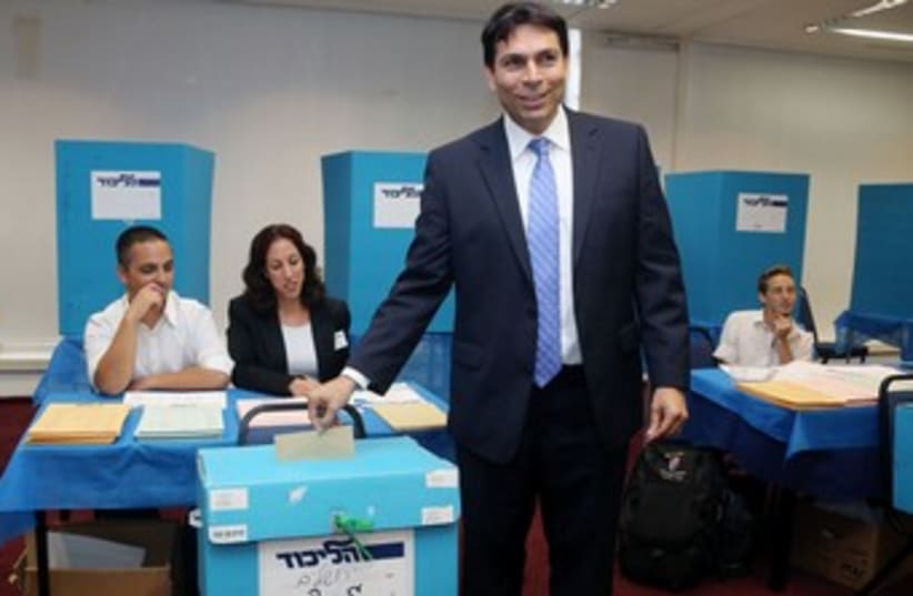 Danny Danon voting at Likud elections 370 (photo credit: Marc Israel Sellem/The Jerusalem Post)