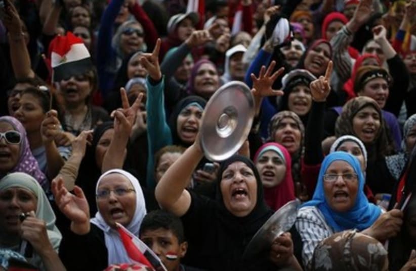 Protesting in Egypt (photo credit: Reuters)