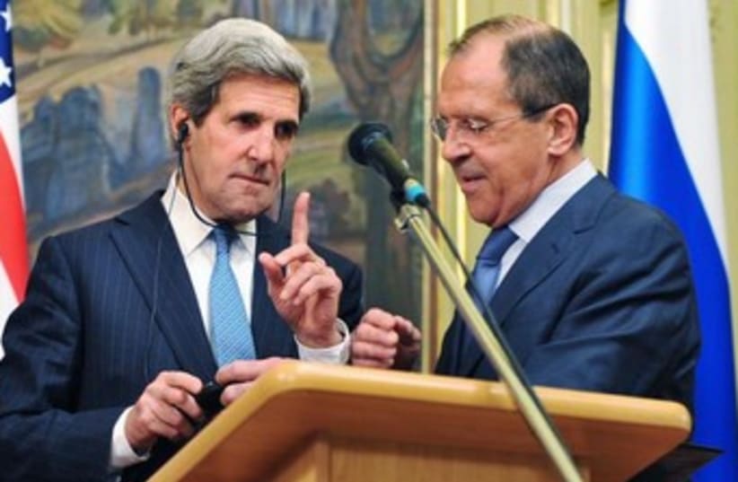 US Secretary of State Kerry and Russian FM Lavrov 370 (photo credit: REUTERS)