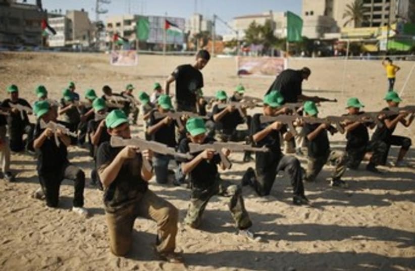 palestinian youth participating in military drills 370 (photo credit: REUTERS)