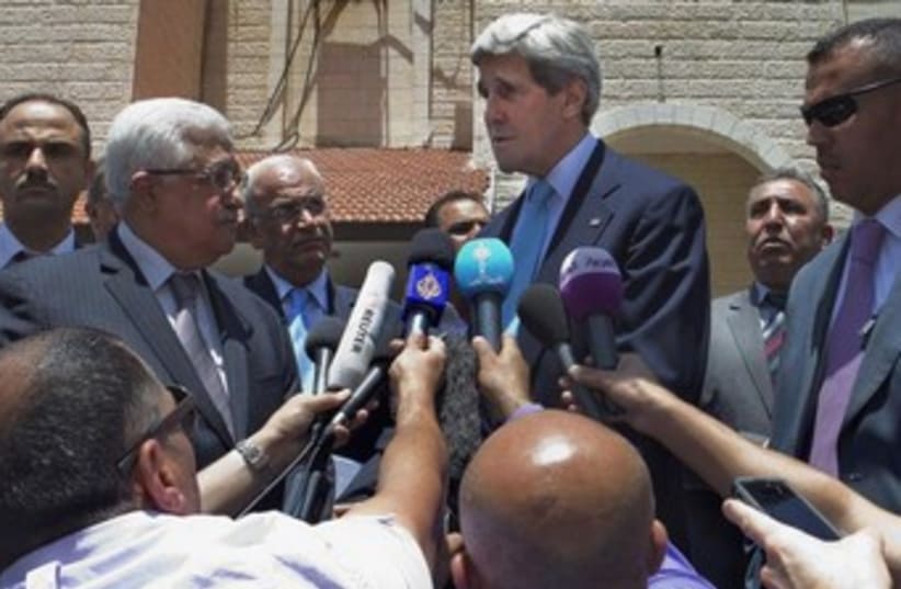 kerry, abbas face reporters 370 (photo credit: REUTERS)
