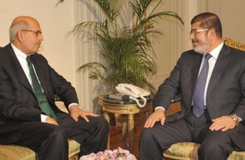 ElBaradei and Morsi390 (photo credit: Reuters)