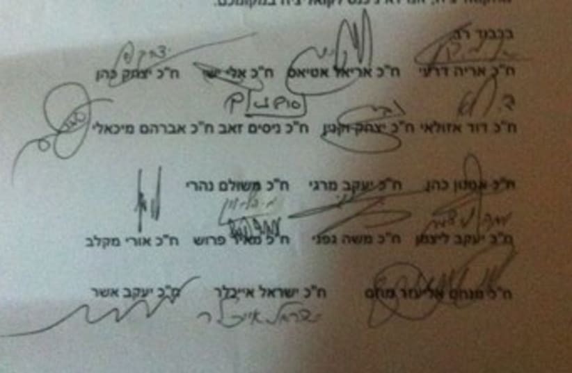 shas letter with signatures 370 (photo credit: Courtesy of Shas)