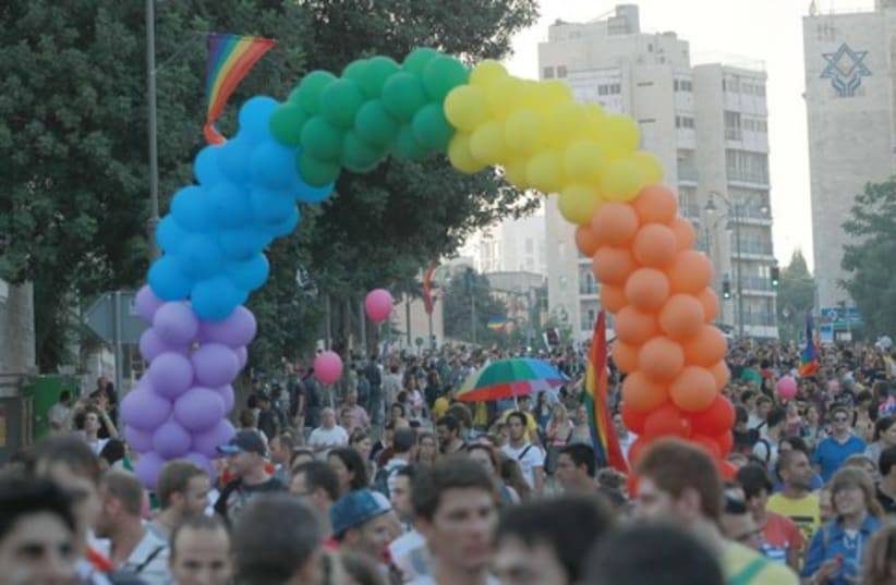 Gay rights balloon rainbow 521 (photo credit: Marc Israel Sellem)
