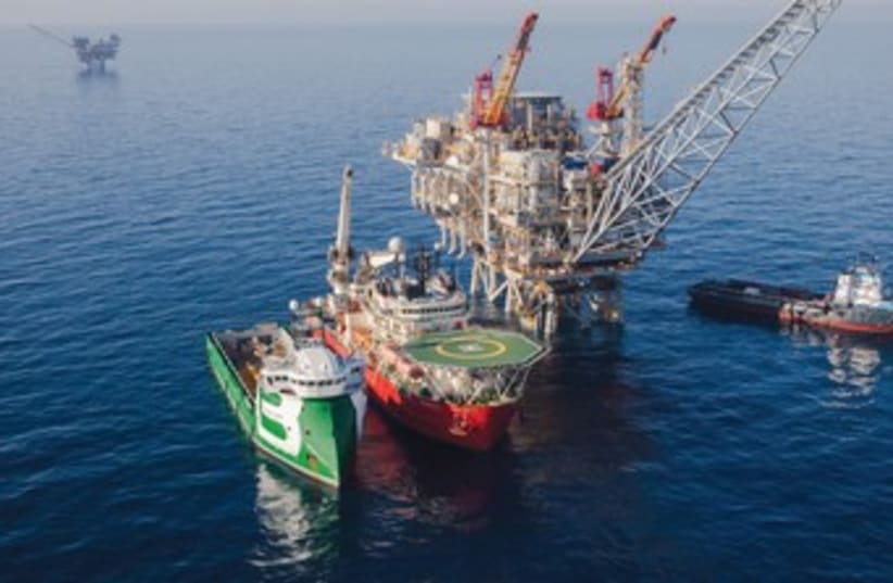 The Tamar gas processing rig off the coast of Israel 370 (photo credit: Noble Energy)