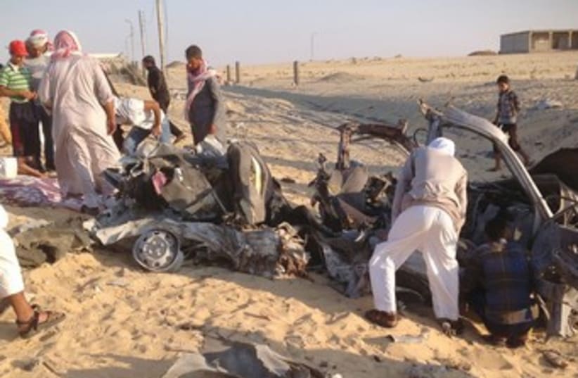 Car bombing in El-Arish 370 (photo credit: REUTERS)