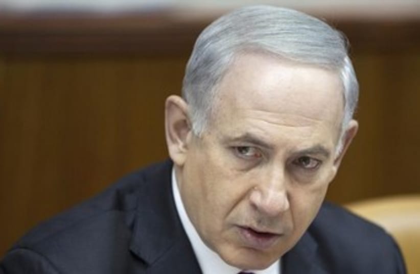Netanyahu at cabinet meeting 370 (photo credit: REUTERS)