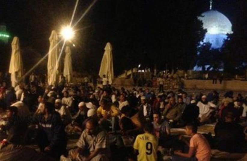Palestinian youth spending the night on Temple Mount 370 (photo credit: Joint Committee of Temple Organizations)