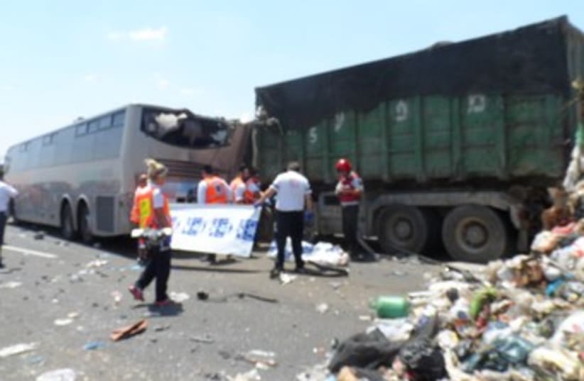 Scene of accident on Route 6 370 (photo credit: Moshe Mizrahi / News 24)