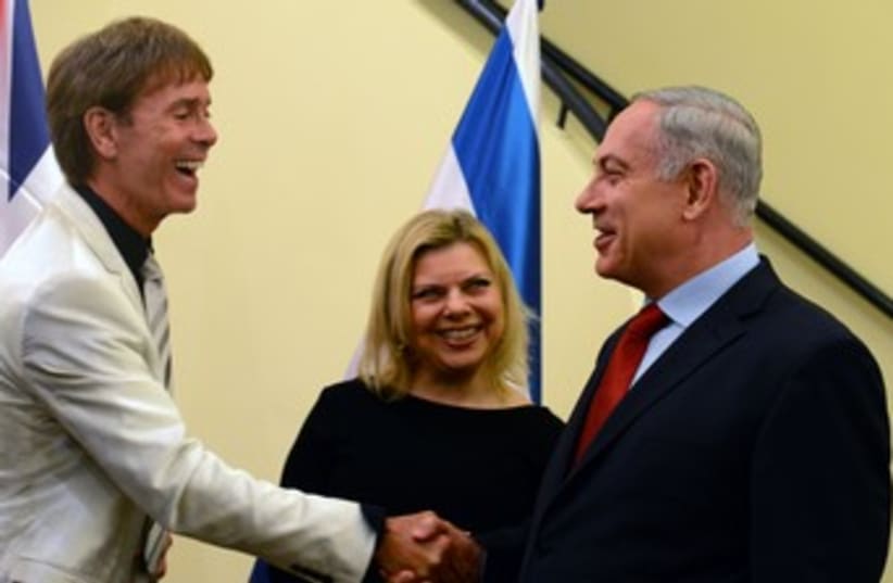 PM Netanyahu and Sara greet Cliff Richard 370 (photo credit: Koby Gideon/GPO)