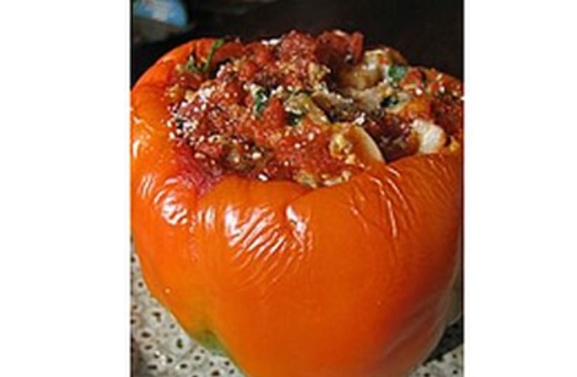Stuffed Peppers with Freekeh Pilaf (photo credit: Laura Frankel)