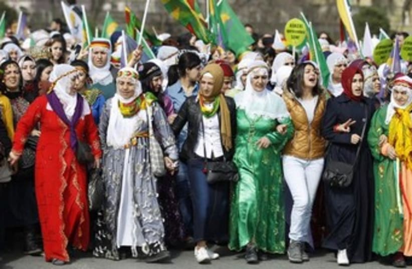 Turkey women protest gender equality 370 (photo credit: REUTERS)