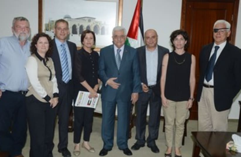 Abbas with Meretzs MKs  (photo credit: Courtesy Palestinian Authority)