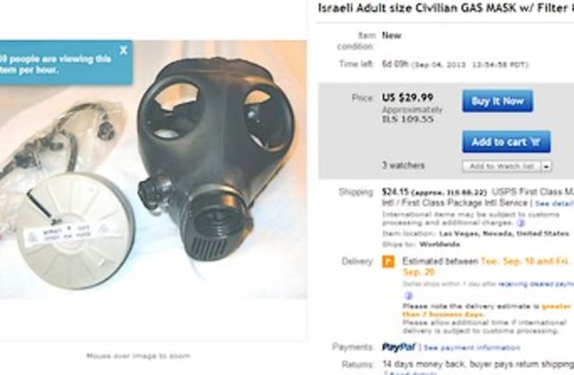 Gas masks on sale on eBay 370 (photo credit: Screenshot)