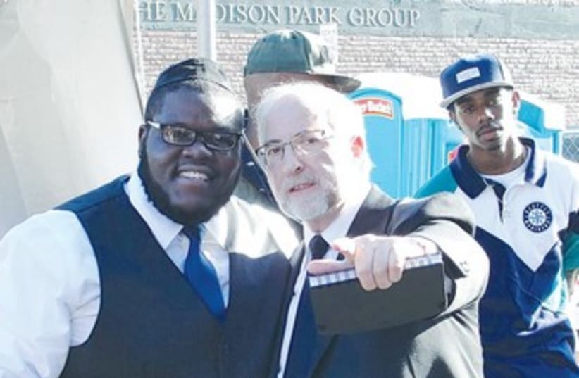 Rabbi Simon Benzaquen and rapper Nissim 370 (photo credit: Judy Lash Balint)