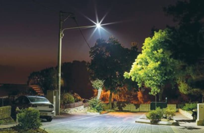 A LED bulb illuminates a street in Ma’alot-Tarshiha. (photo credit: Courtesy)