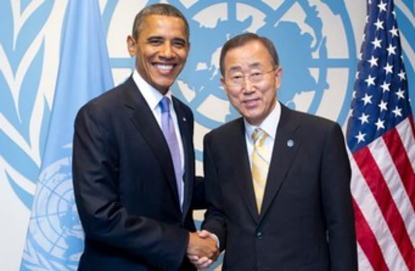 Secretary-General Ban Ki-moon with US President Barack Obama (photo credit: Courtesy UN)