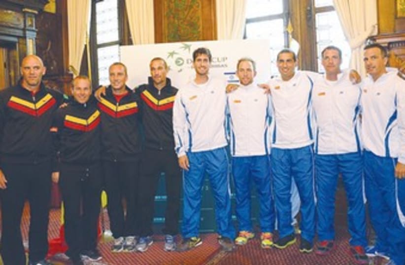 ISRAEL’S AND BELGIUM’S squads tennnis 370 (photo credit: IBA/courtesy)