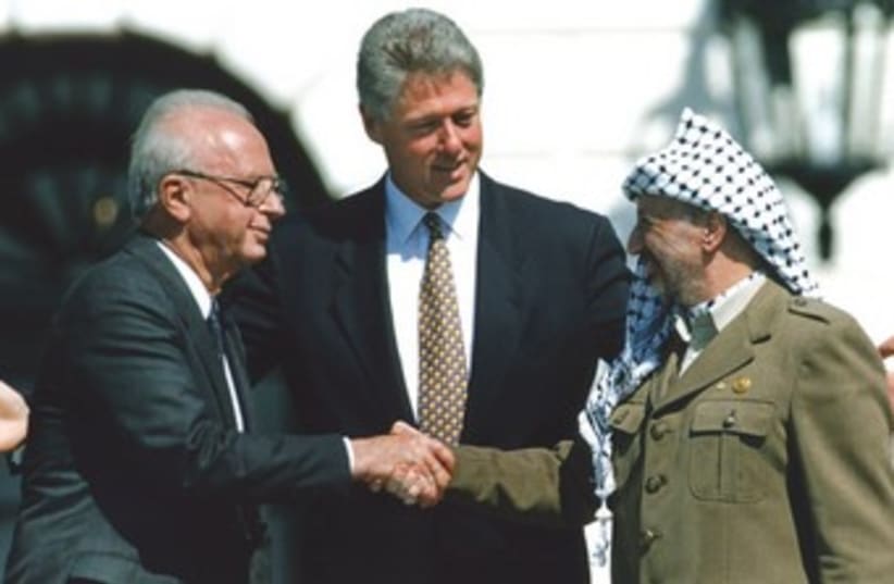 The signing of the Israeli-PLO peace accord 370 (photo credit: REUTERS)