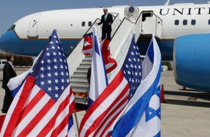 Kerry arrives in israel september 15, 2013 370 (photo credit: REUTERS)
