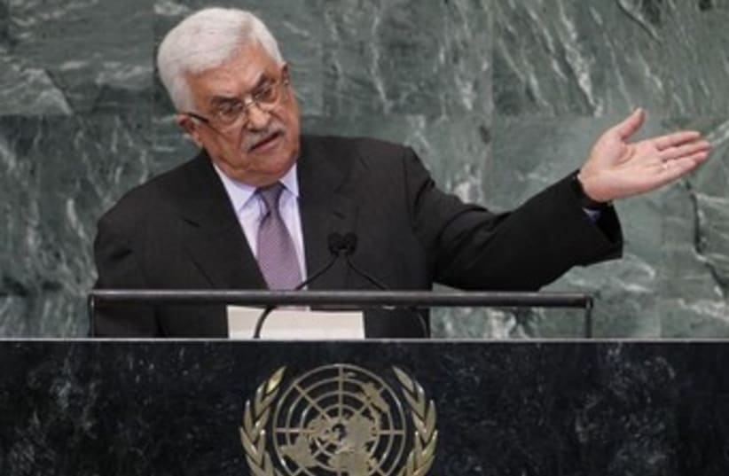 Abbas addressing UN 2012 370 (photo credit: REUTERS/Lucas Jackson)