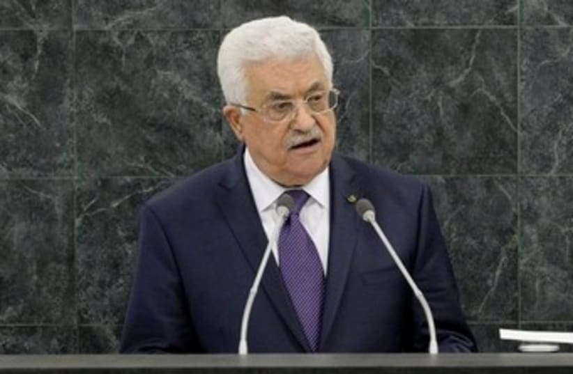 Abbas addressing UN 370 (photo credit: REUTERS/Justin Lane/Pool)