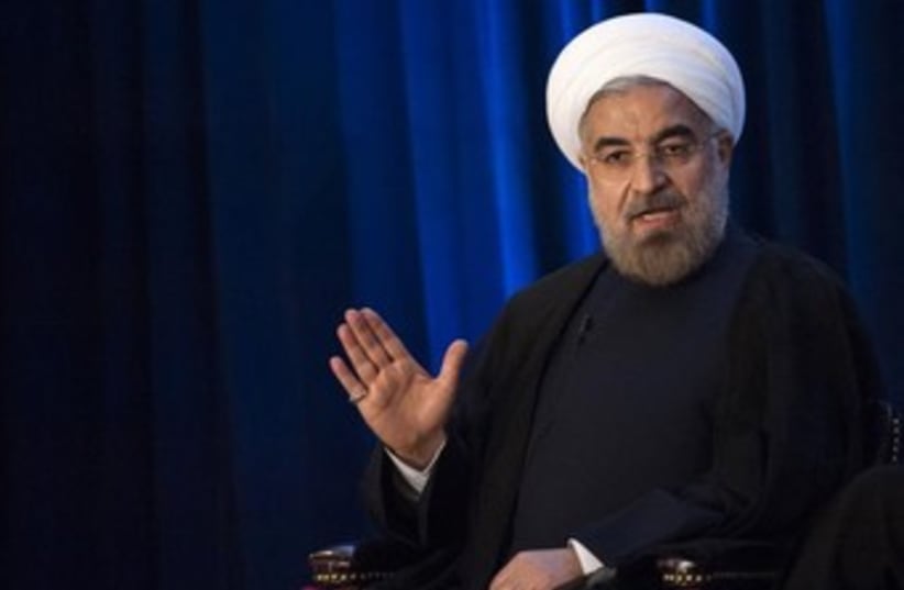 Rouhani at Asia Society forum 370 (photo credit: REUTERS/Keith Bedford)