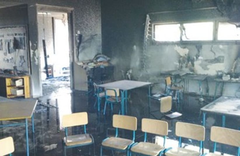 A Moshav Heletz kindergarten after it was set on fire 370 (photo credit: Lachish Region firefighters)