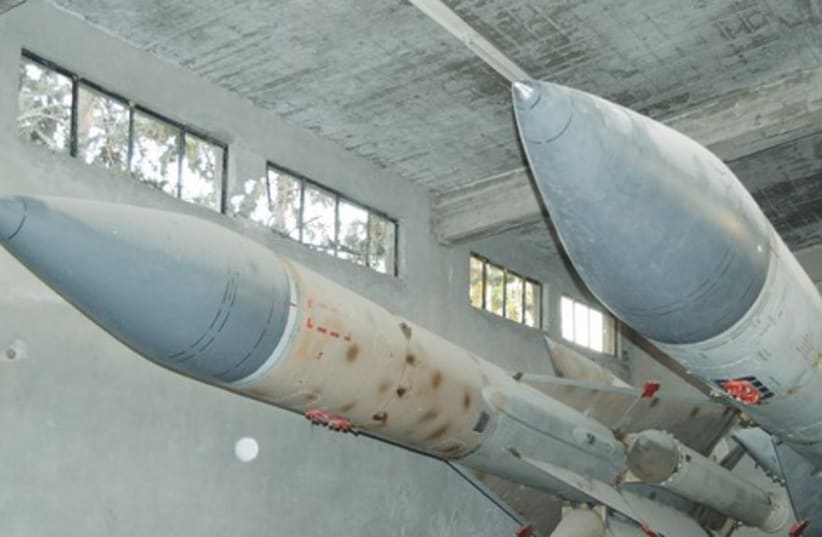 MISSILES ARE seen at a Syrian air defense base (photo credit: Reuters)