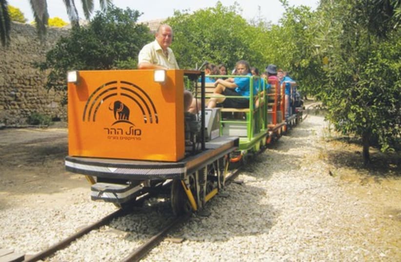 ‘Orange Railway’ giving a ride to a group of schoolchildren (photo credit: Courtesy)