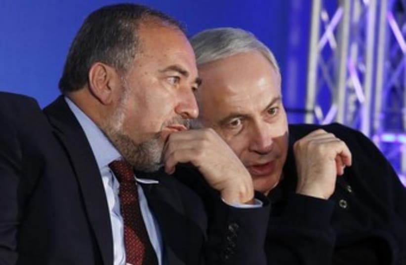 Prime Minister Netanyahu and former FM Liberman 370 (photo credit: Reuters)