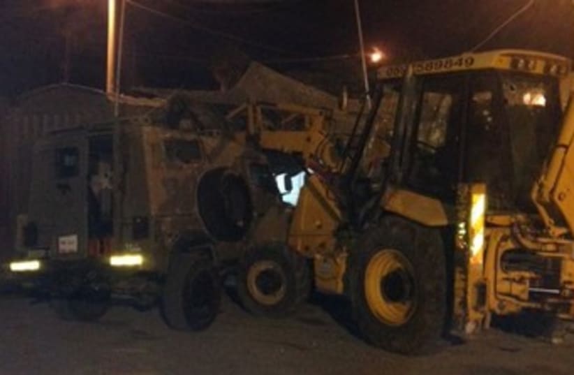 Tractor attack on IDF base 370 (photo credit: IDF Spokesman)