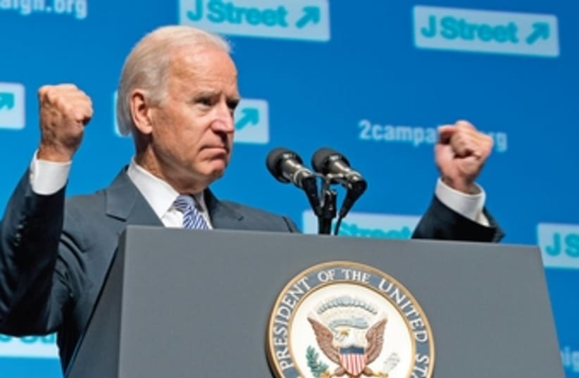 Joe Biden at J Street’s fifth annual policy conference. (photo credit: courtesy / J Street)