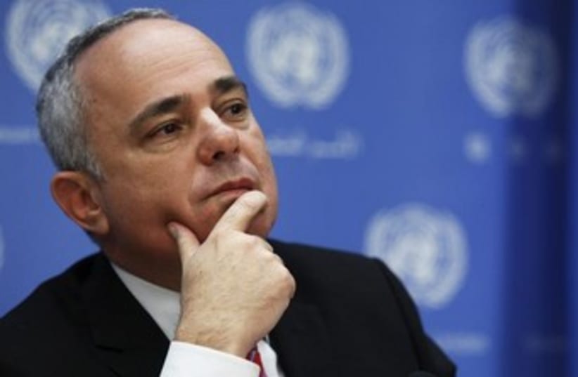 Intelligence Minister Yuval Steinitz at UN 370 (photo credit: REUTERS/Eduardo Munoz)