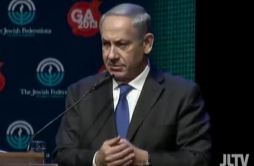Netanyahu at Jewish Federations GA 370 (photo credit: Screenshot)