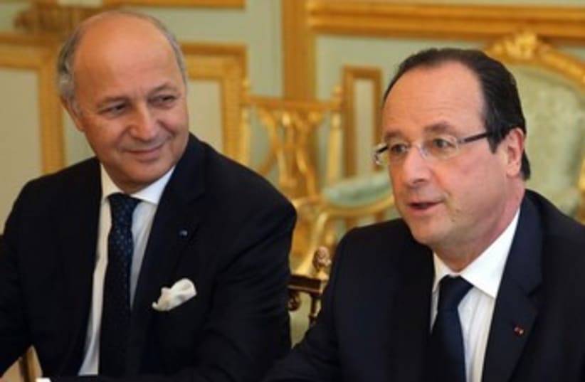 French President Francois Hollande and FM Laurent Fabius 370 (photo credit: Reuters)