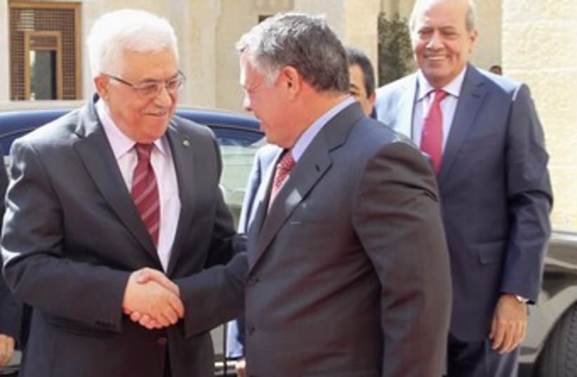 Jordan's King Abdullah welcomes PA President Mahmoud Abbas 5 (photo credit: REUTERS)