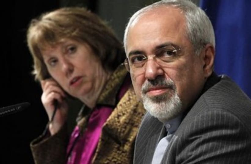 Iranian FM Mohammad Zarif and EU's Catherine Ashton 370 (photo credit: REUTERS)