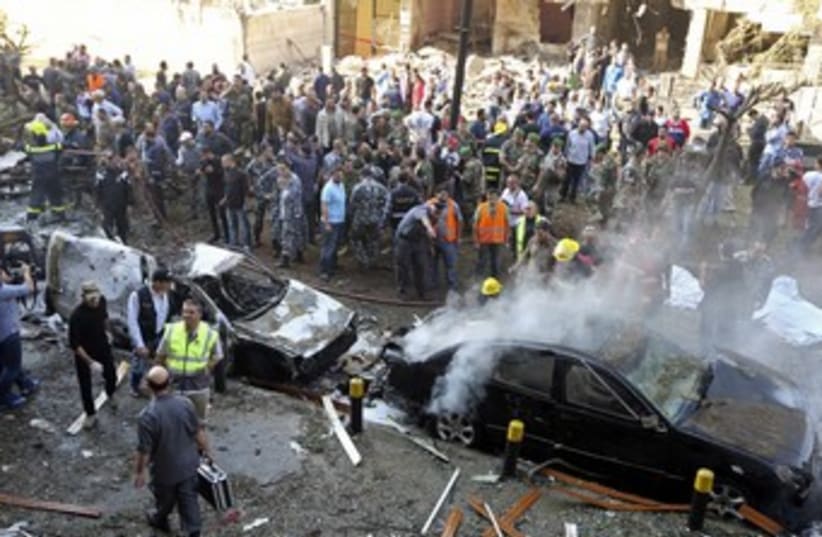 Site of blasts in southern Beirut 370 (photo credit: REUTERS)